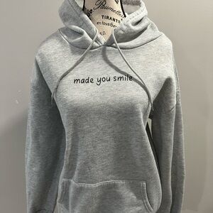 Gray Hoodie with 'Made You Smile' Print